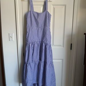 Banana Republic Blue and White Striped Cotton Maxi Dress